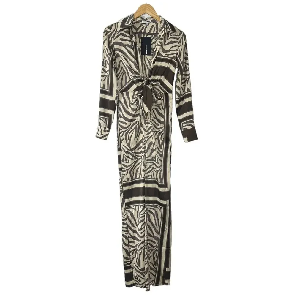 NEW Fashion Nova St. Tropez Animal Jumpsuit- Brown Combo Size XS - Picture 4 of 13